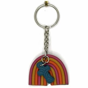 Rainbow Arch with Blue Cross Rubber Keychain Charm